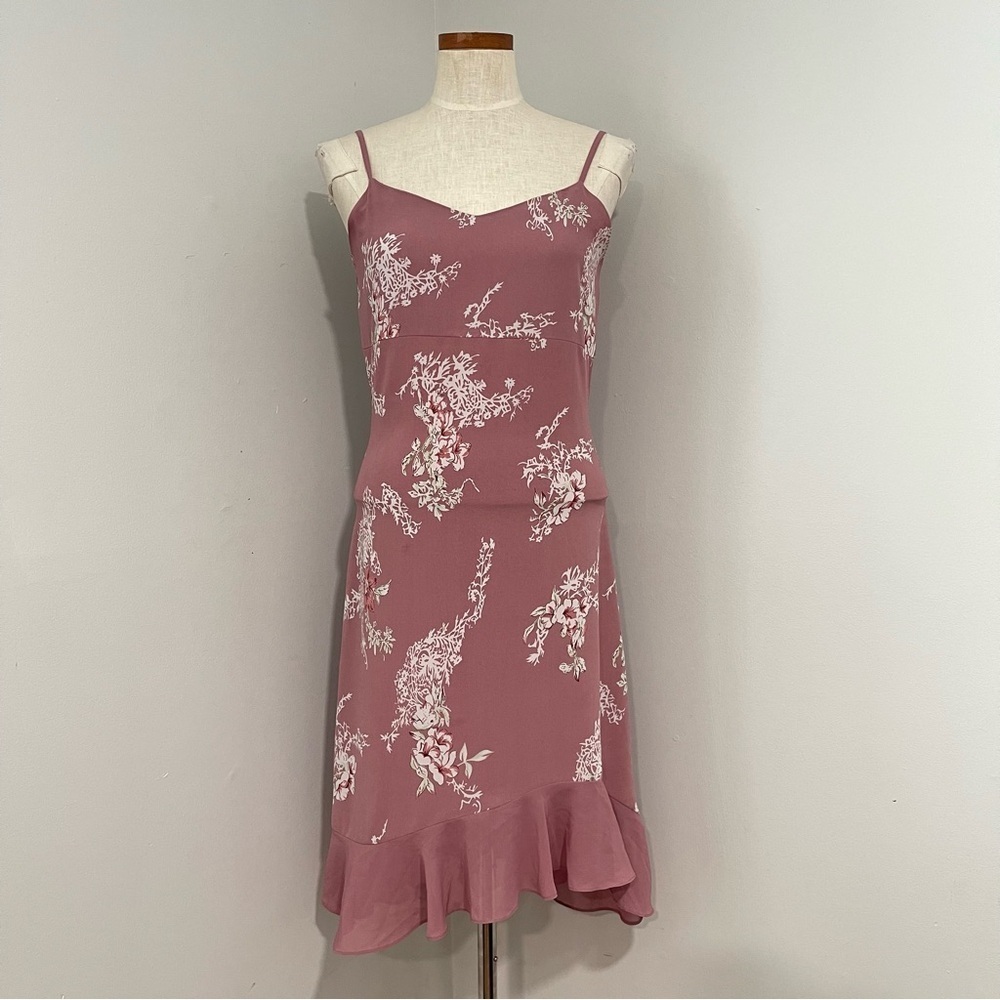 Vintage Y2K Pink Floral Mermaid midi dress size Small preowned